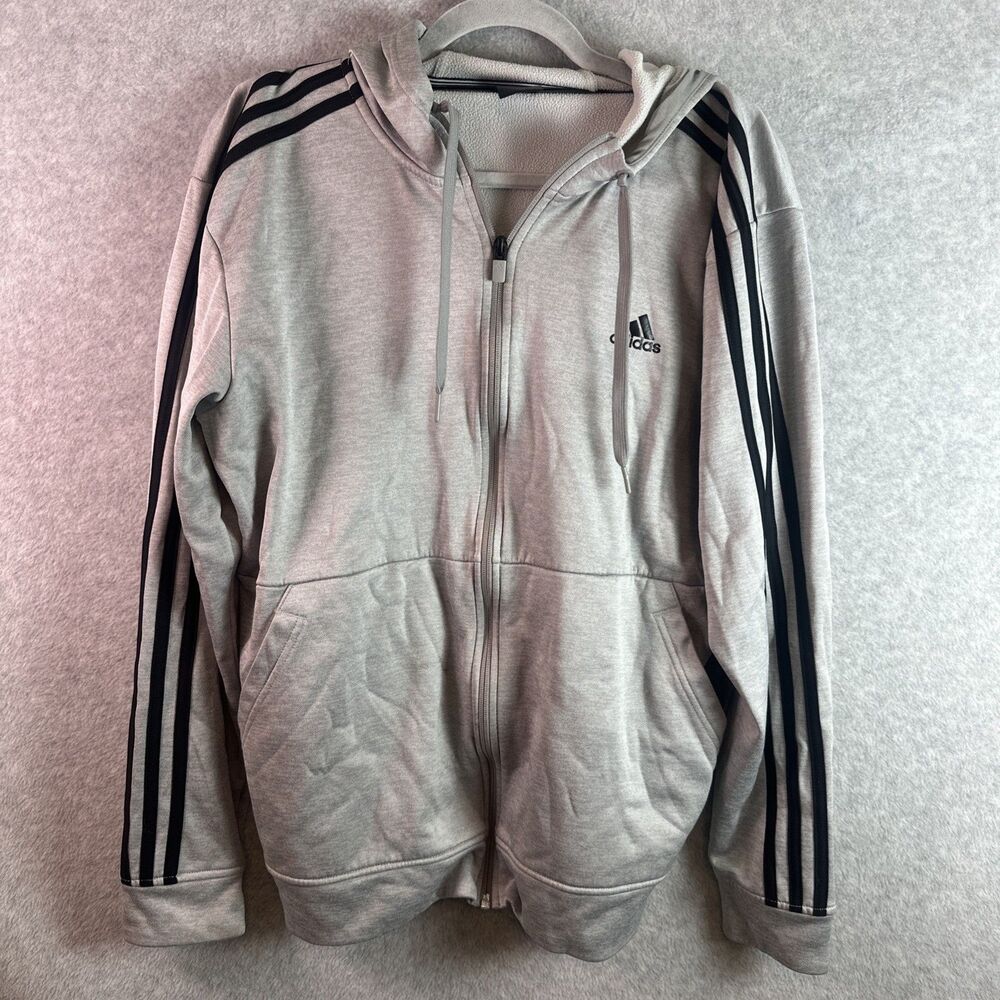 Adidas Men's Longsleeve Hoodie Sweat Jacket Size Large Full Zip Sports Training